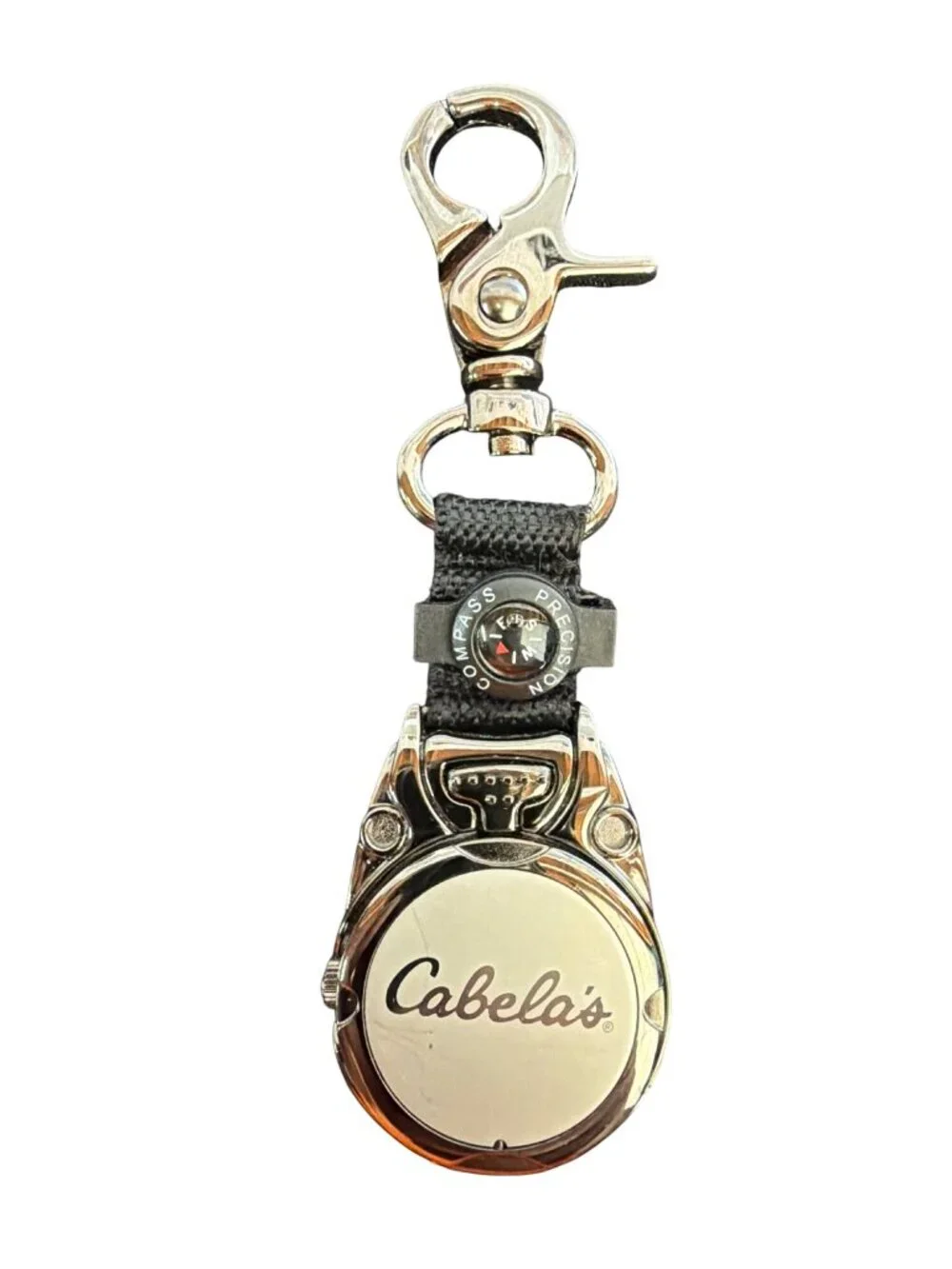 Cabelas Precision Compass Quartz Watch Keychain With Storage Box